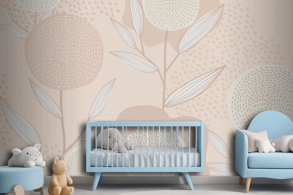 Feminine Floral Patterned Vector Background In Pink Wallpaper Mural