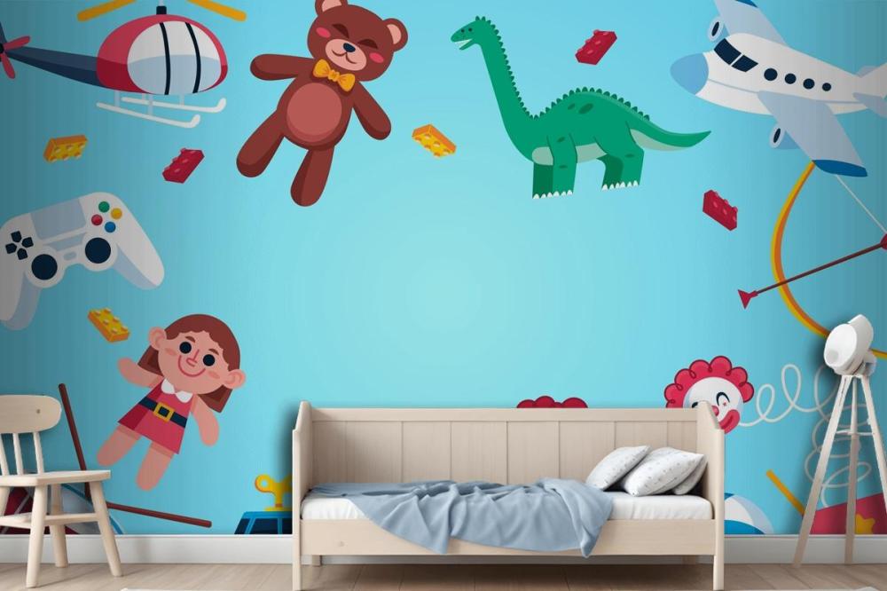 Flat Design Christmas Toys Wallpaper Mural