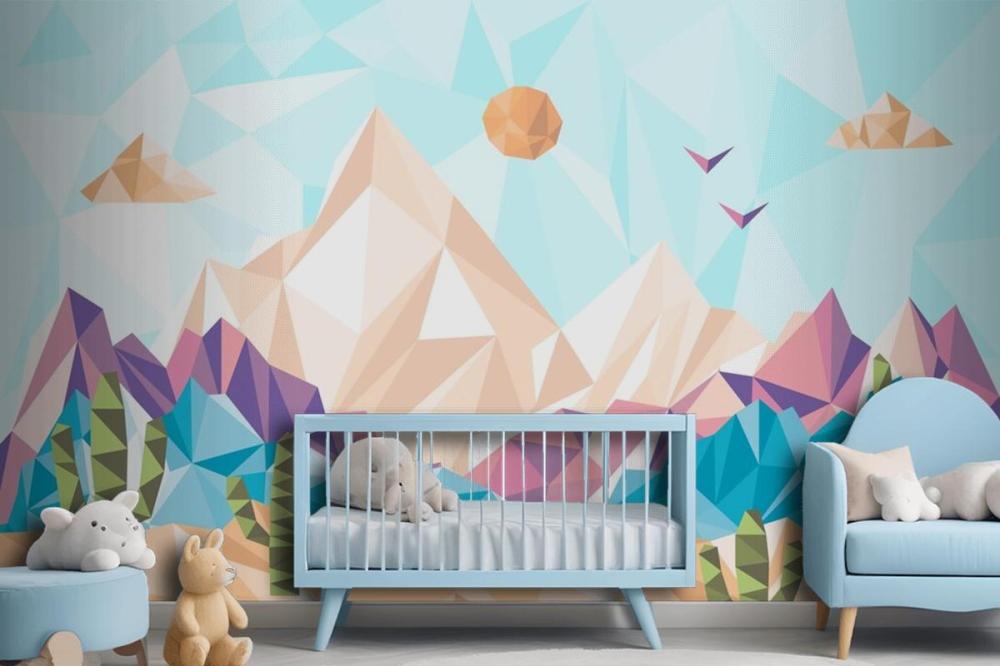 Flat Design Low Poly Landscape Wallpaper Mural