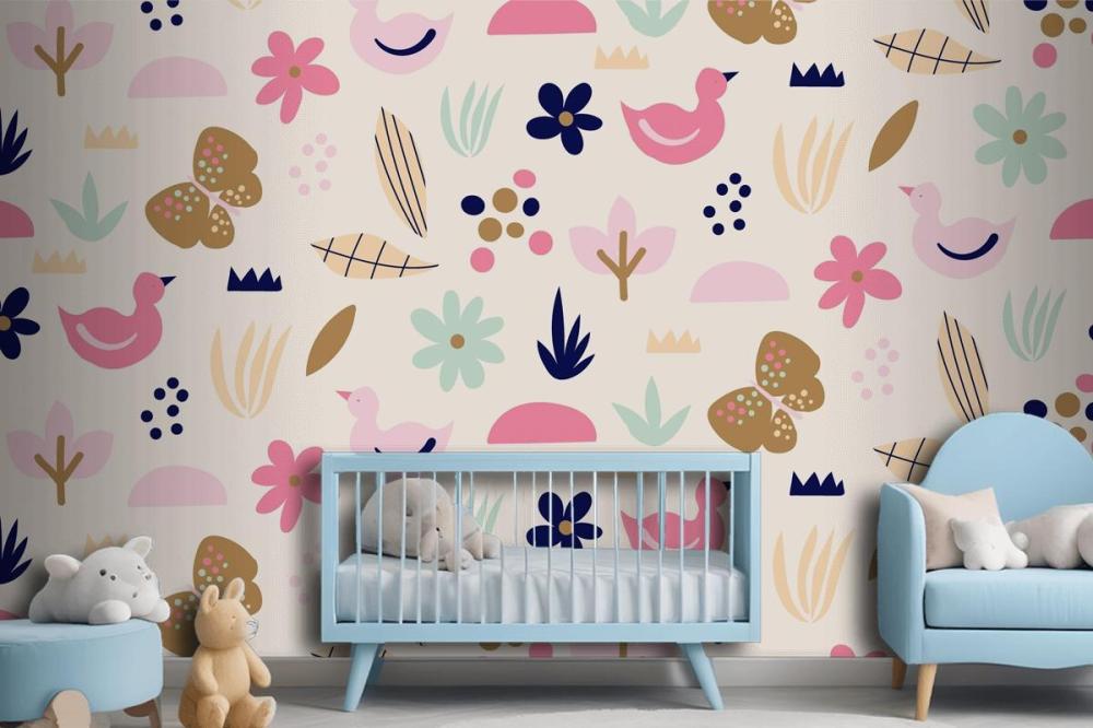 Flat Scandinavian Design Pattern Wallpaper Mural
