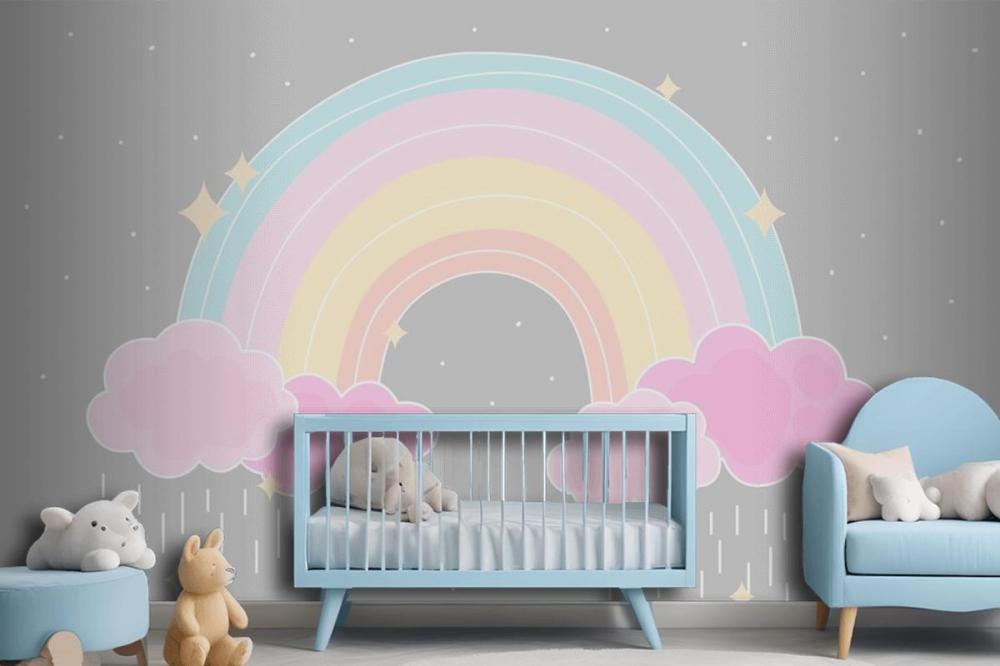 Flat Style Colorful Rainbow Wallpaper Mural