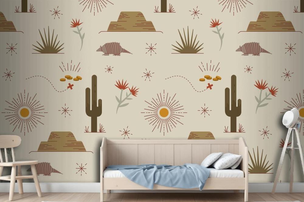 Flat Western Pattern Design Wallpaper Mural