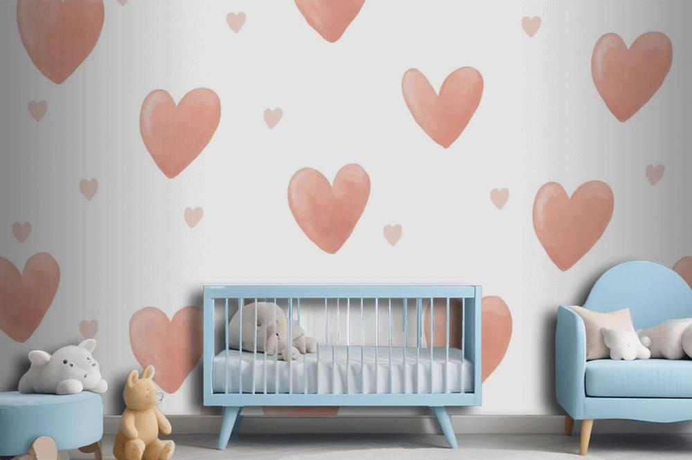 Heart Background Cute Watercolor Wallpaper Mural