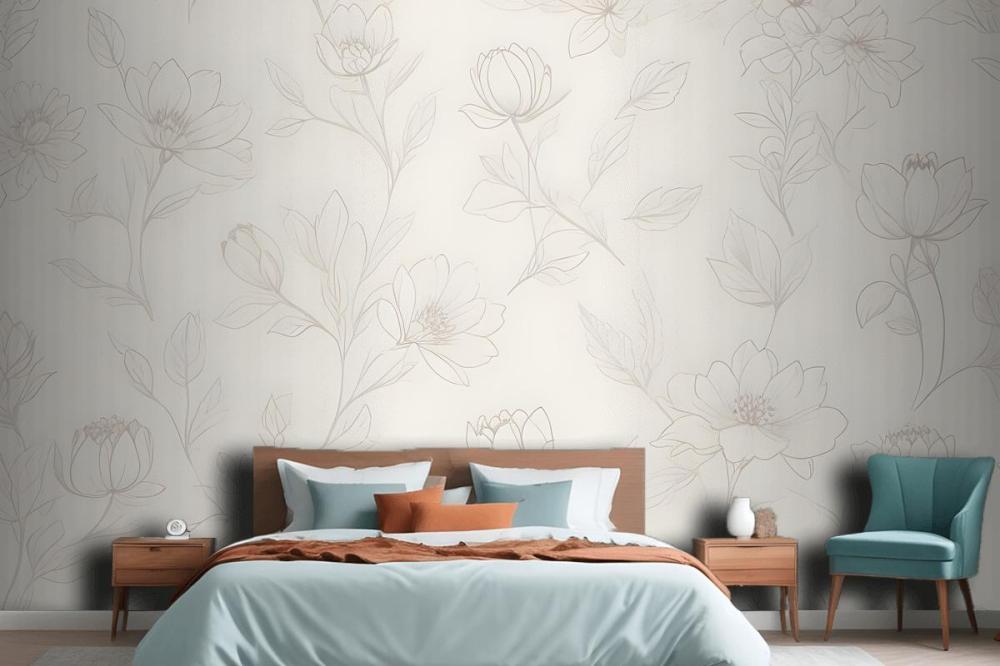 Minimalist Cream Cherry Blossom Mural