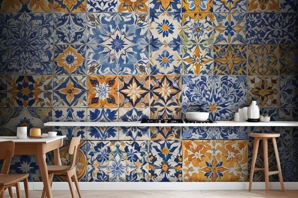 Patterned Tile Wallpaper Mural