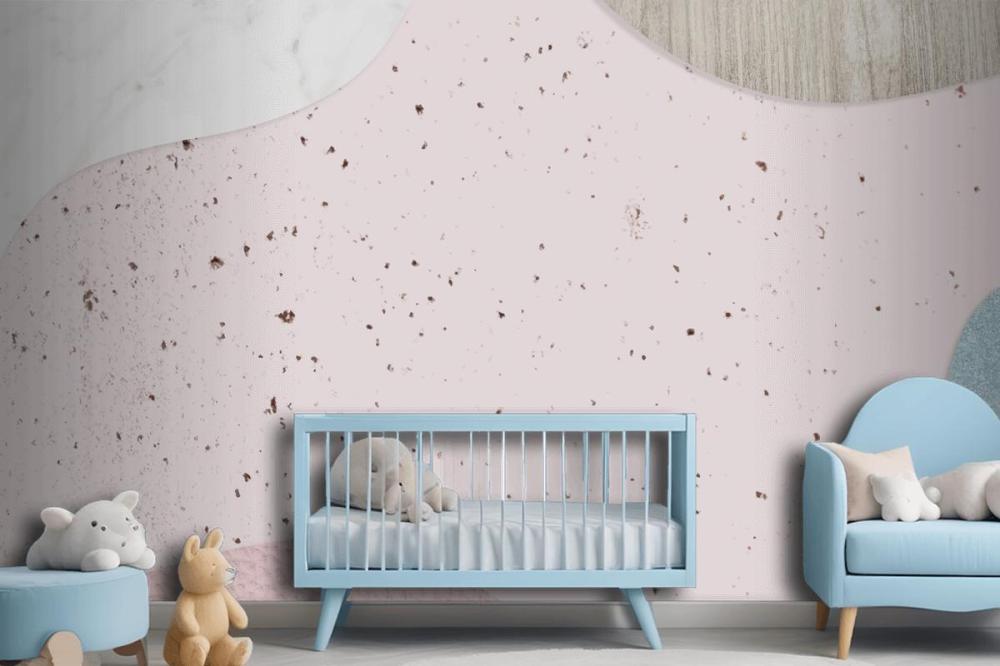 Pink And Blue Collage Textured Wallpaper Mural