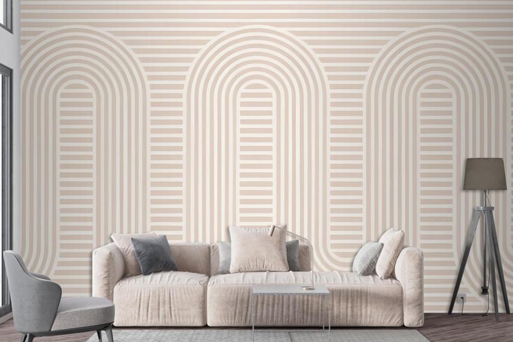 Pink Zen Garden Curves & Stripes Wallpaper Mural