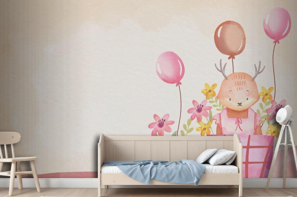Watercolor Baby Girl Background Wallpaper Mural