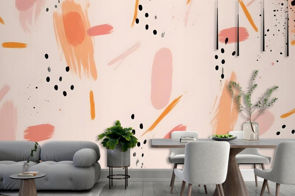 Abstract Background With Various Brush Strokes In Shades Of Wallpaper Mural