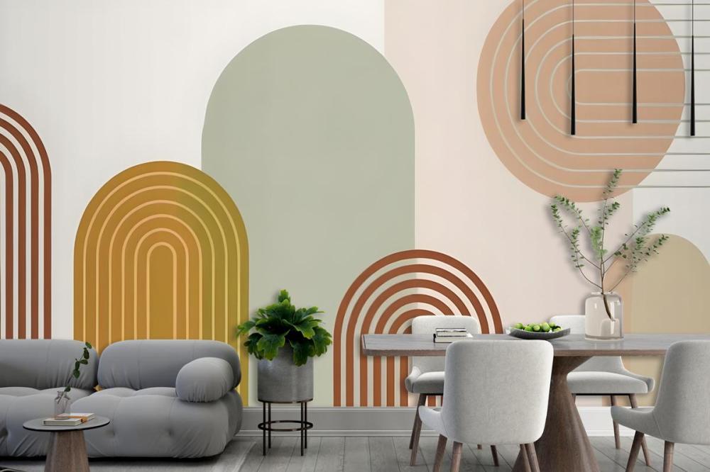 Abstract Geometric Shapes In Earthy Tones Wallpaper Mural