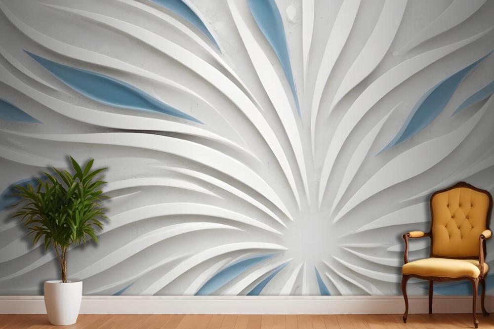 Abstract White And Blue Swirling Pattern Wallpaper Mural