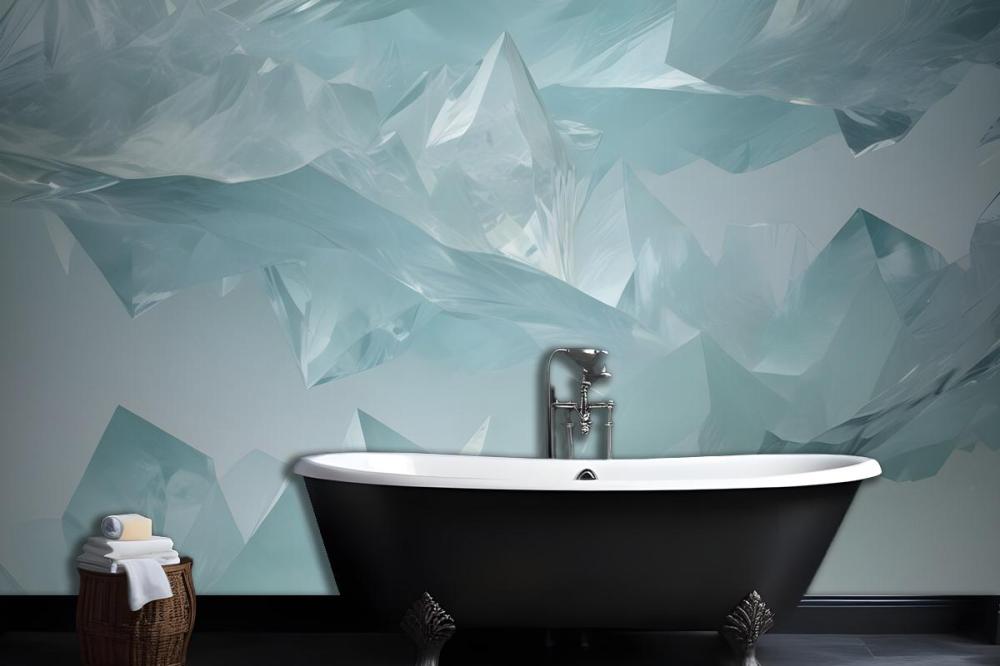 Blue Green Abstract Ocean Painting Wallpaper Mural