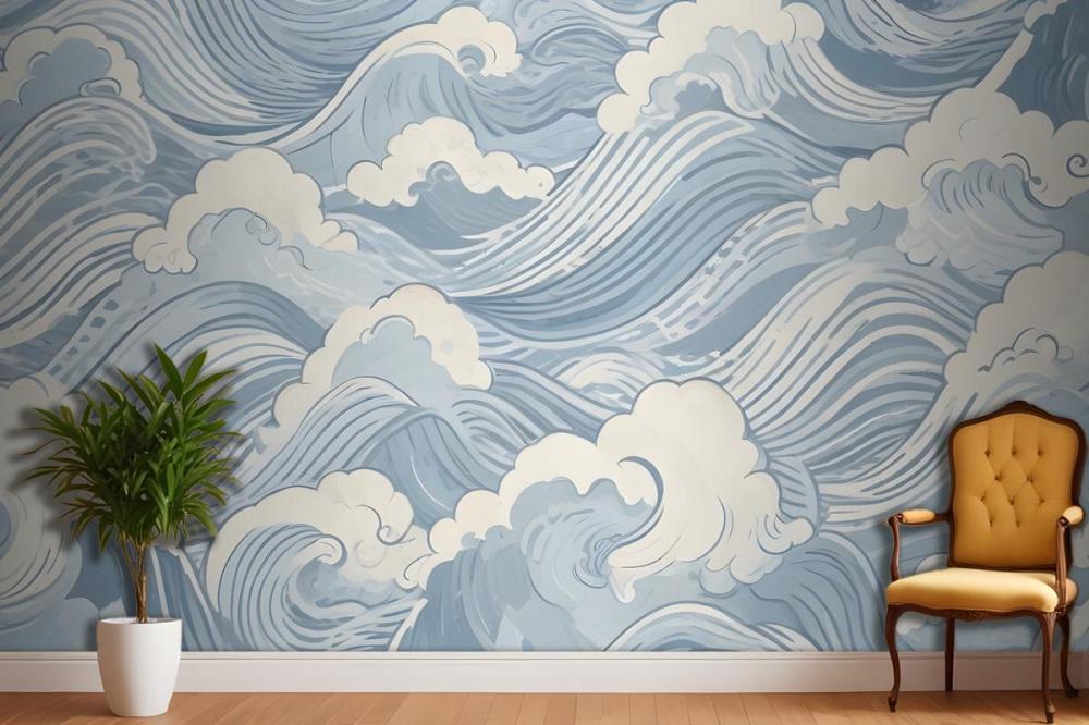 Blue Waves Wallpaper Mural