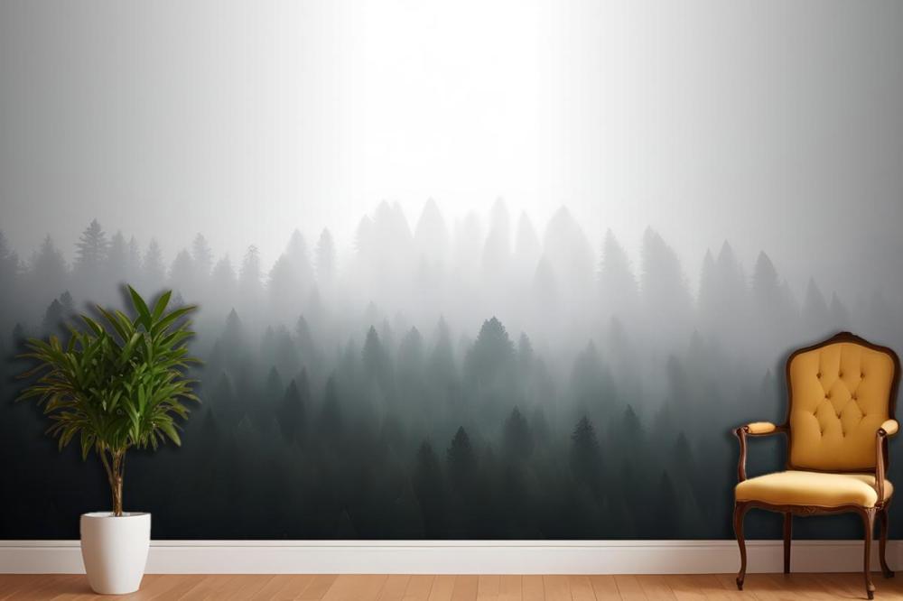 Deep Green Ombre Forest Wallpaper Mural