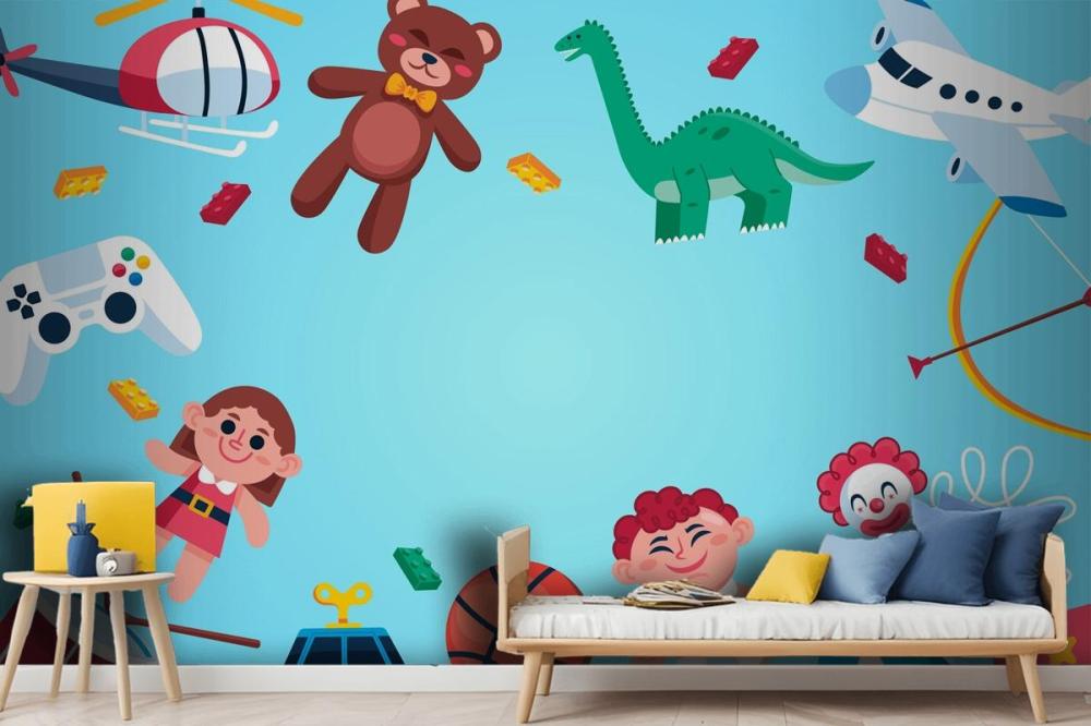 Flat Design Christmas Toys Wallpaper Mural