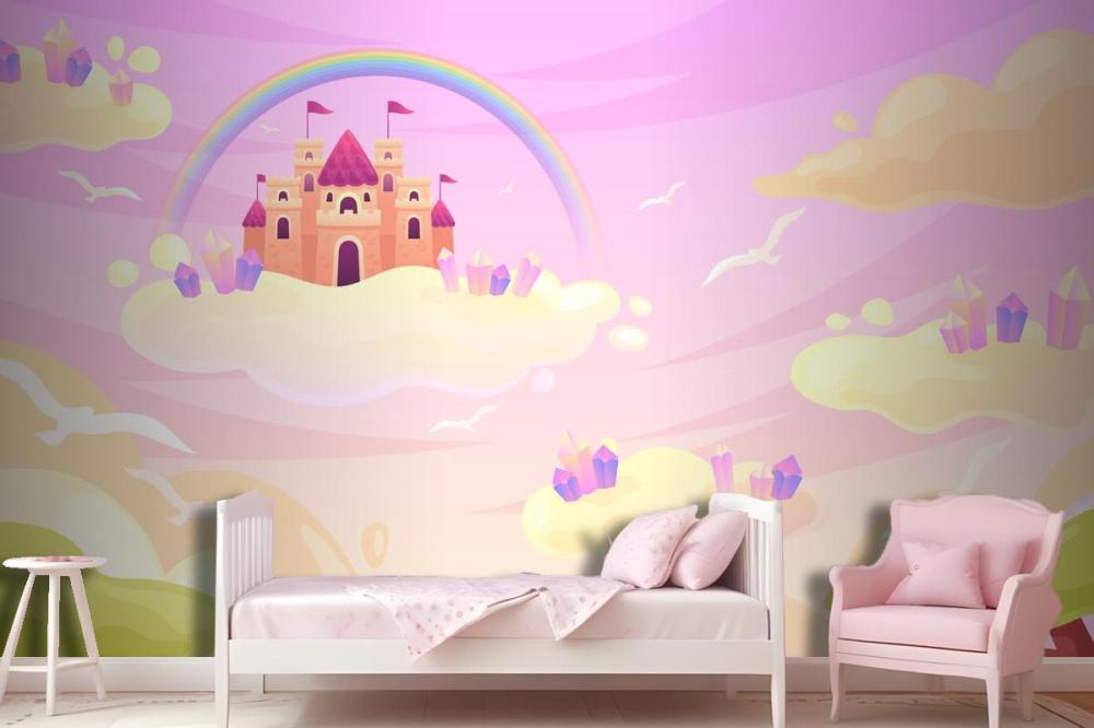 Hand Drawn Fairytale Background Girl Wallpaper Mural