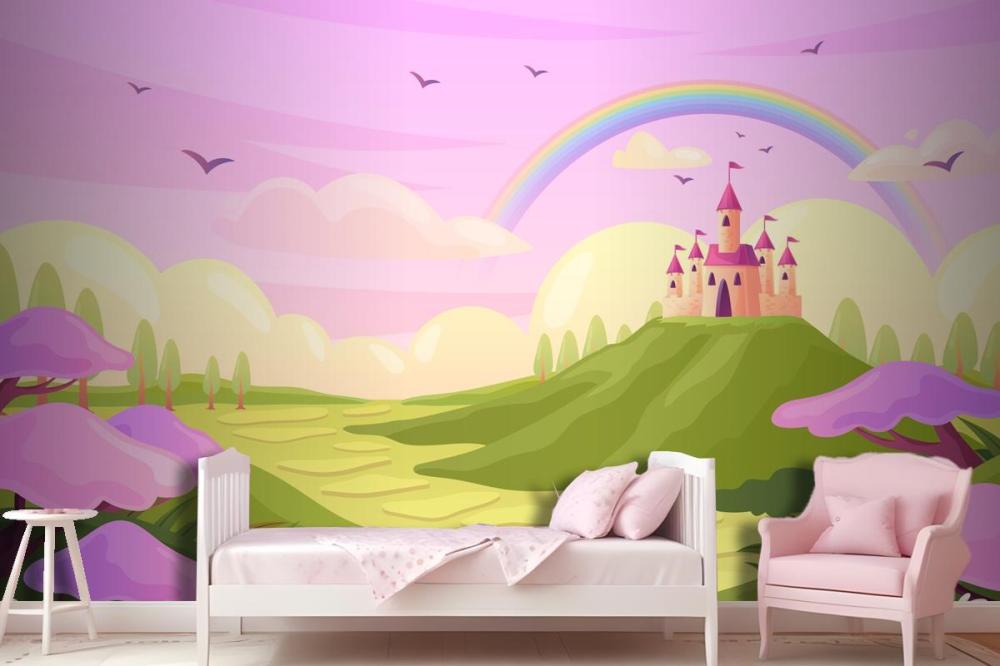 Hand Drawn Fairytale Background Wallpaper Mural