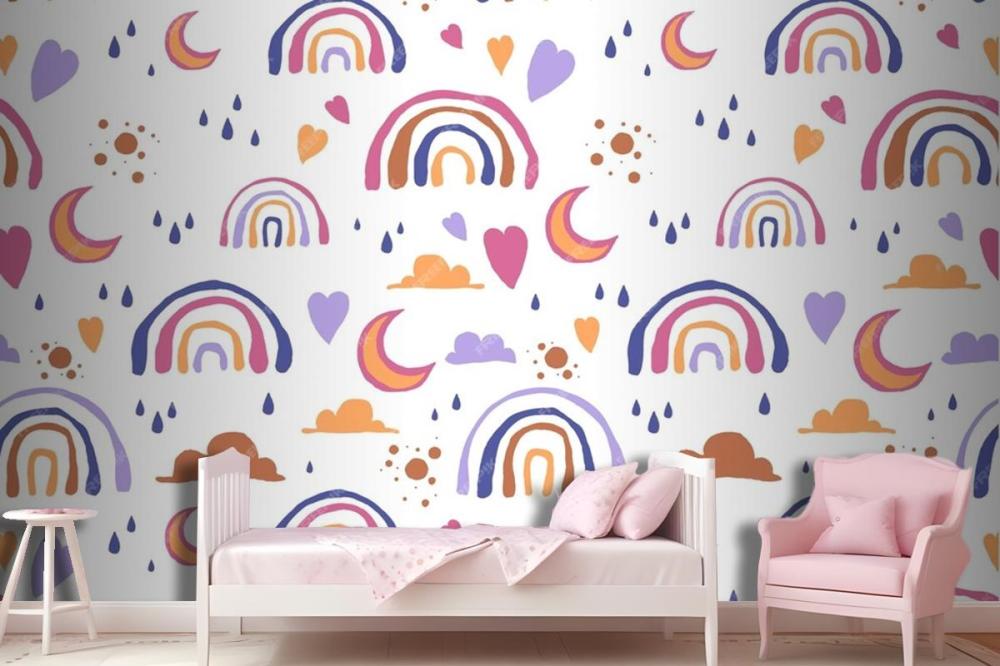 Hand Drawn Rainbow Pattern Design Wallpaper Mural
