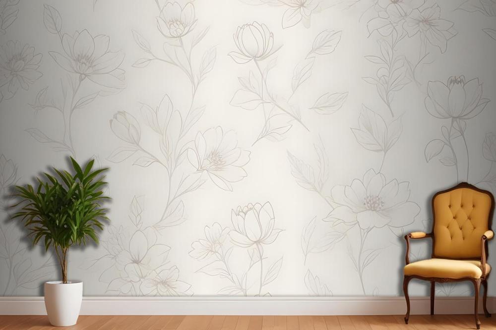 Minimalist Cream Cherry Blossom Mural