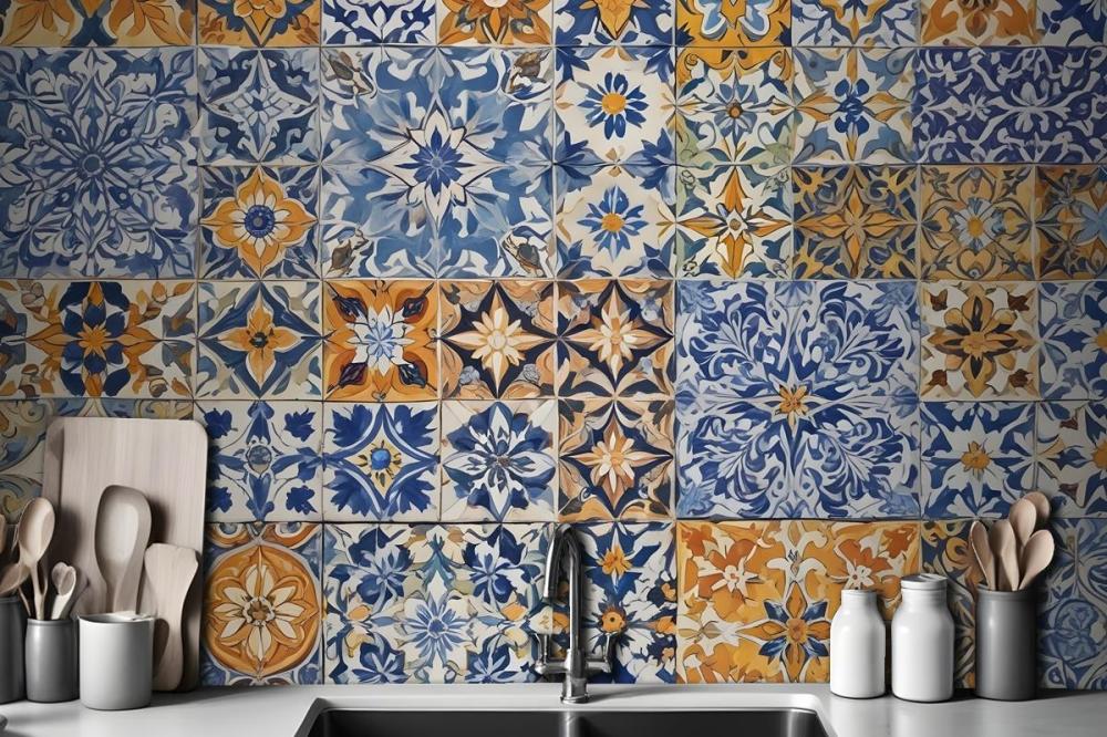 Patterned Tile Wallpaper Mural