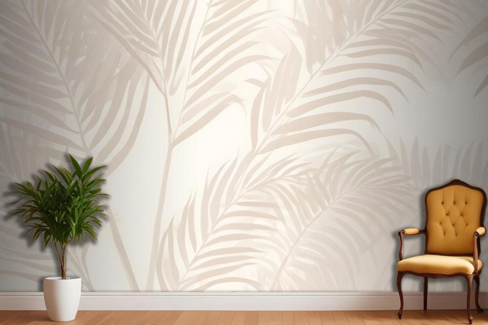 Pink Palm Leaf Inky Tropical Wallpaper Mural