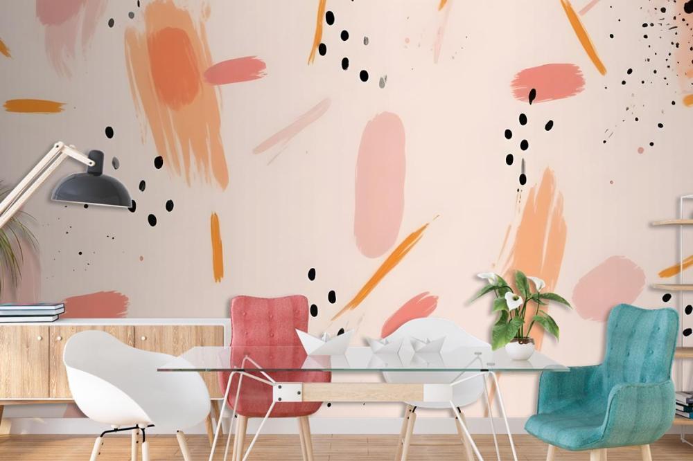 Abstract Background With Various Brush Strokes In Shades Of Wallpaper Mural
