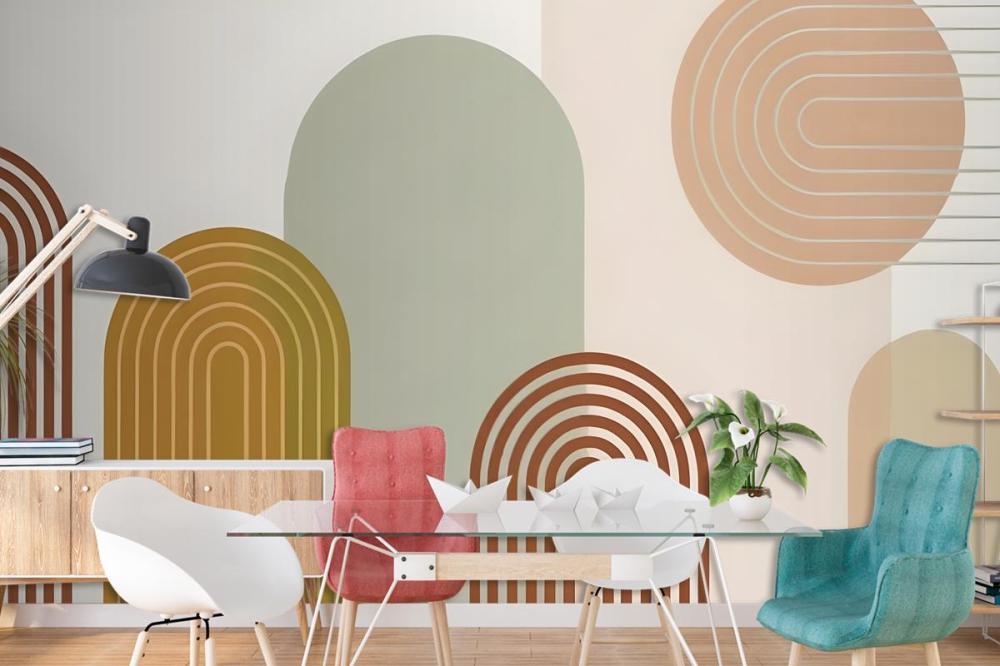 Abstract Geometric Shapes In Earthy Tones Wallpaper Mural