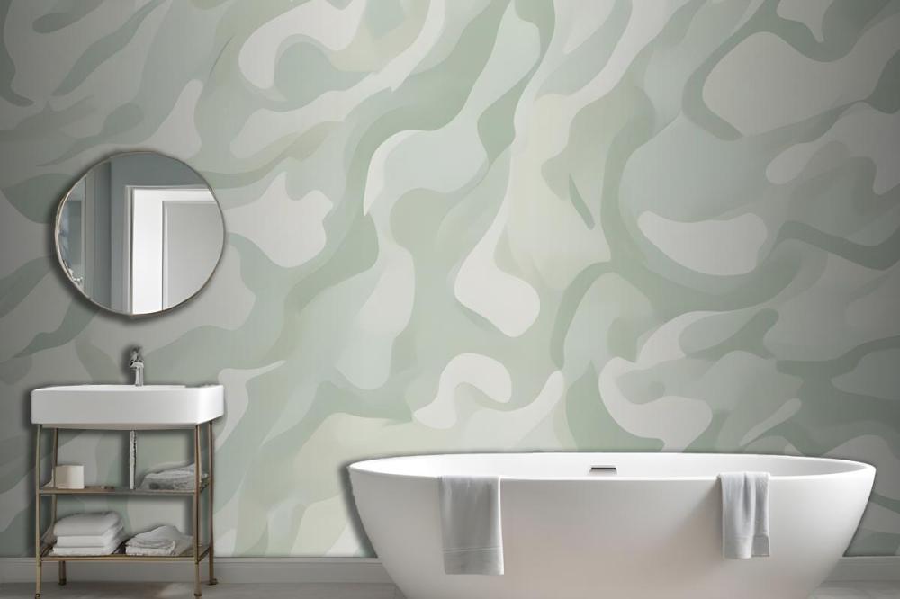 Abstract Modern Botanical Shapes Green Wallpaper Mural