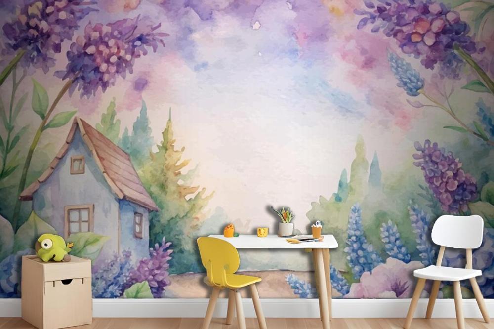Beautiful Rustic Flower Watercolor Background Wallpaper Mural