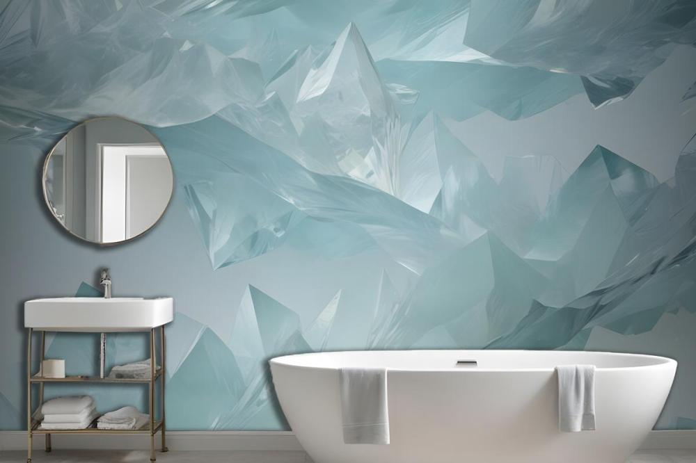 Blue Green Abstract Ocean Painting Wallpaper Mural