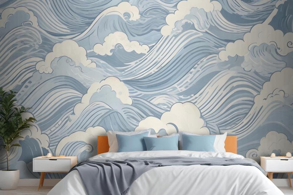 Blue Waves Wallpaper Mural
