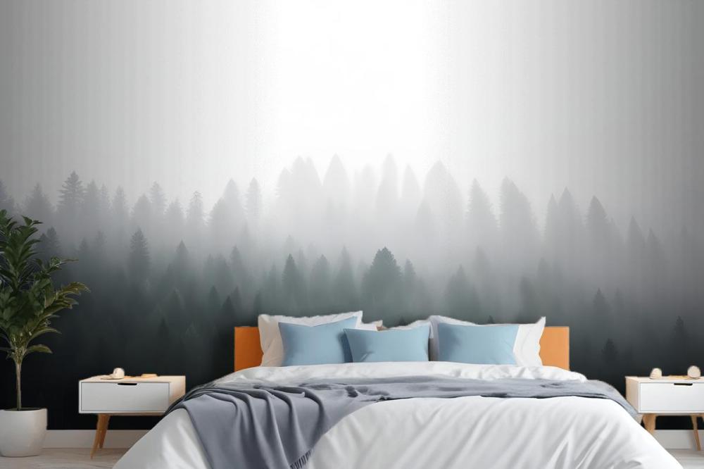 Deep Green Ombre Forest Wallpaper Mural