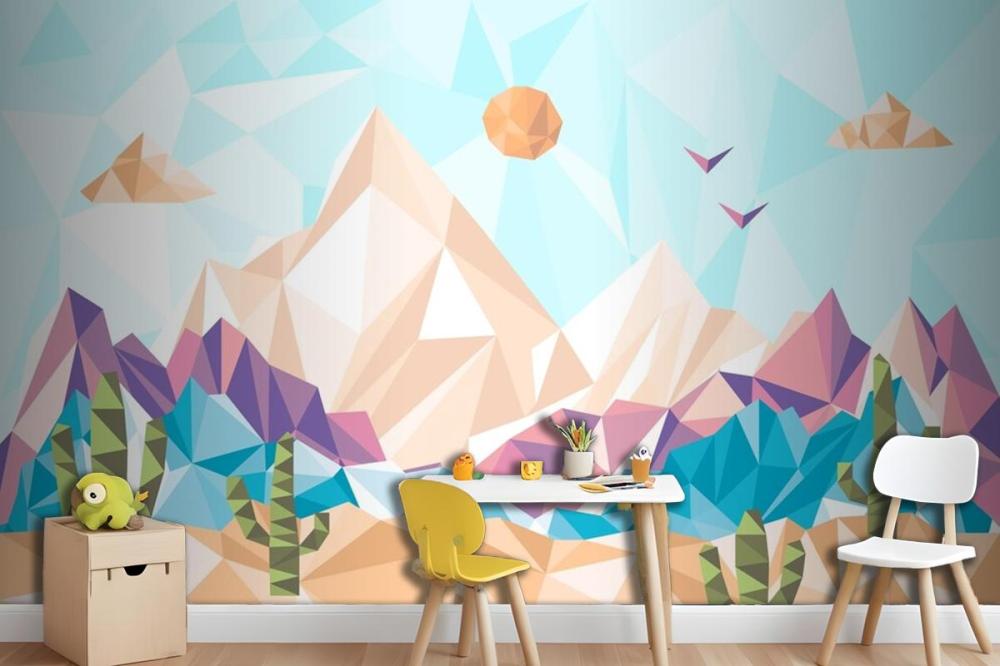 Flat Design Low Poly Landscape Wallpaper Mural