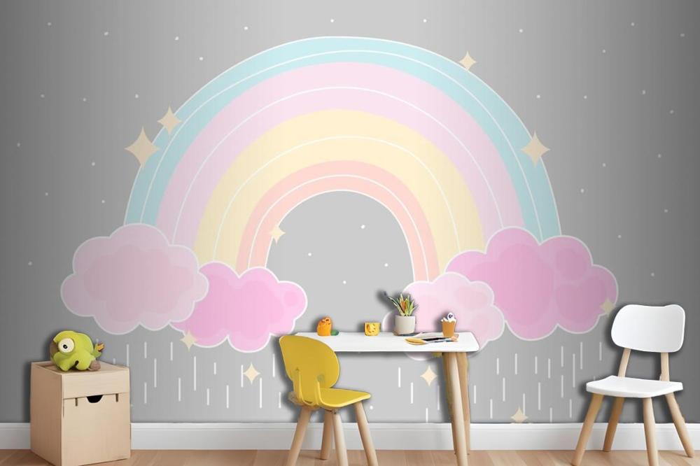 Flat Style Colorful Rainbow Wallpaper Mural