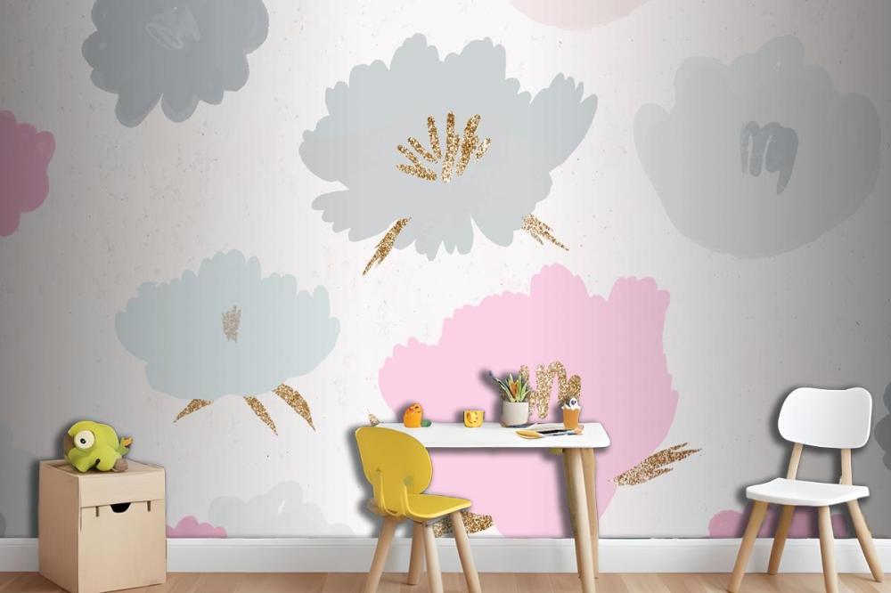 Floral Pattern Background Hand Drawn Wallpaper Mural
