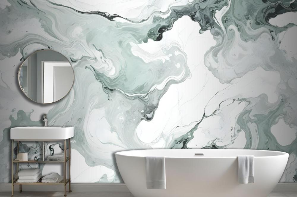 Green Marbleized Wallpaper Mural