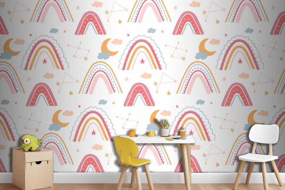 Hand Drawn Rainbow Pattern Wallpaper Mural
