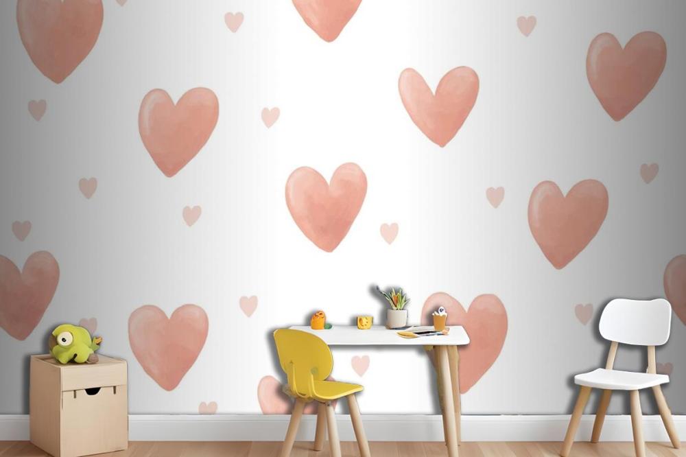 Heart Background Cute Watercolor Wallpaper Mural