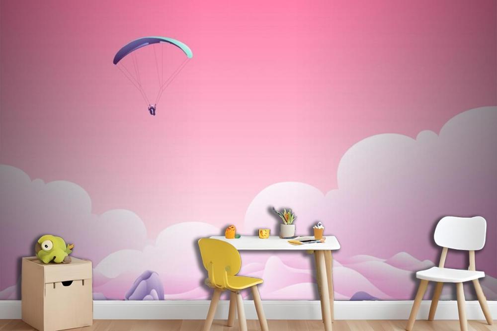 Parachute Above The Clouds Wallpaper Mural
