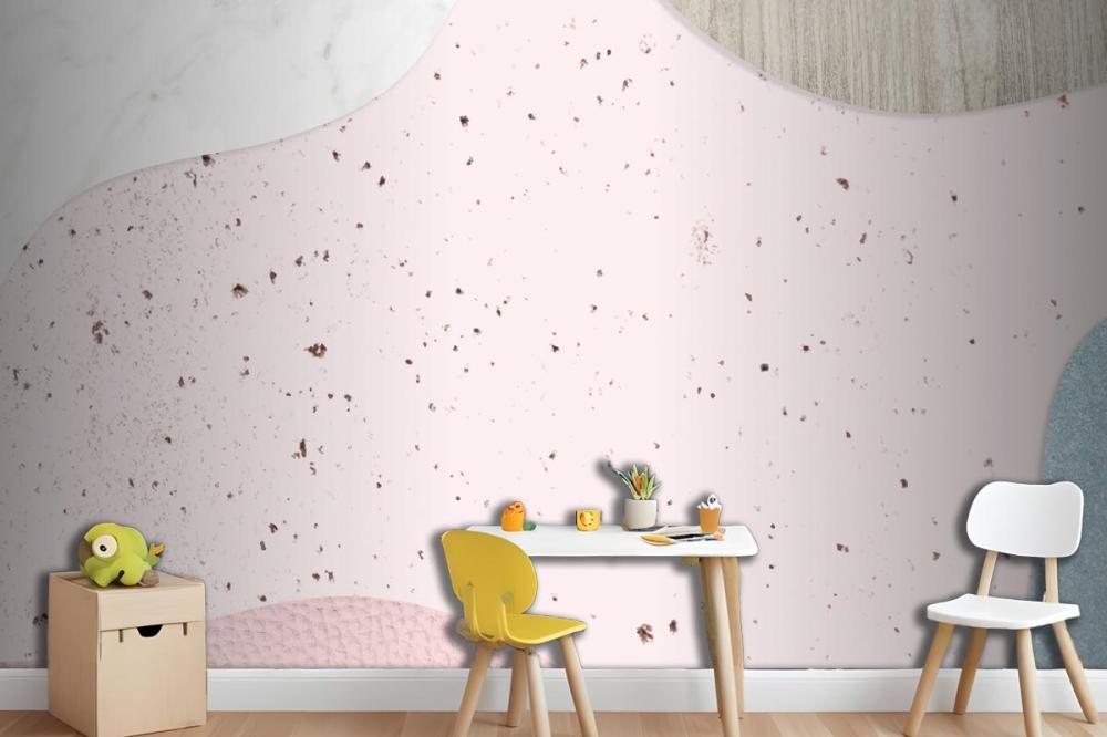 Pink And Blue Collage Textured Wallpaper Mural