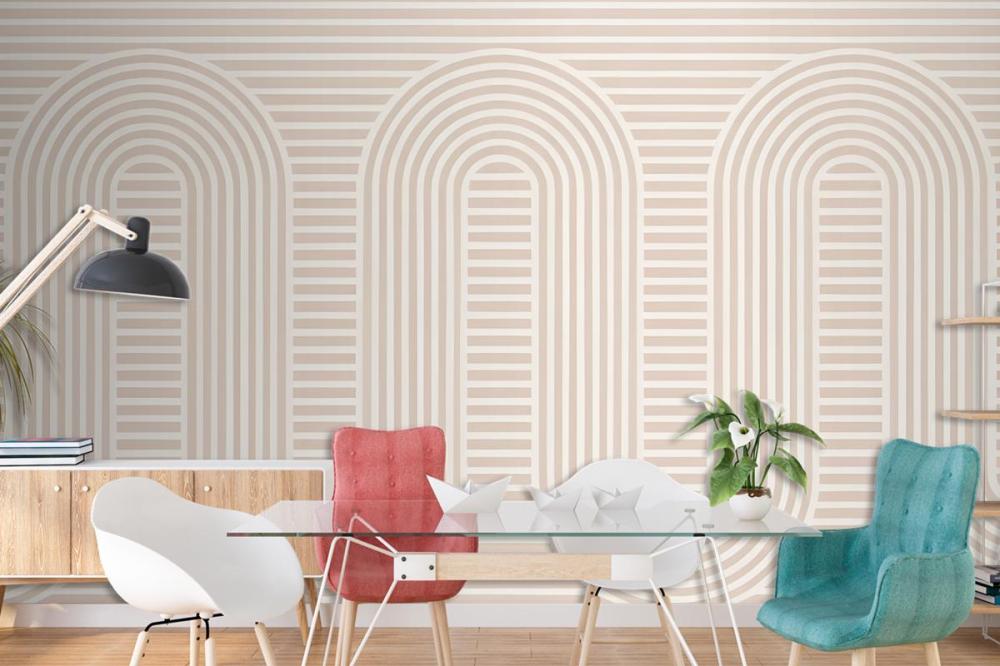Pink Zen Garden Curves & Stripes Wallpaper Mural