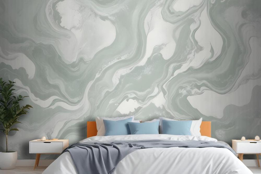 Swish Sage Marbled Wallpaper Mural