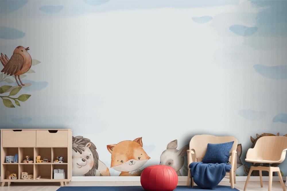 Watercolor Forest Animals Wallpaper Mural