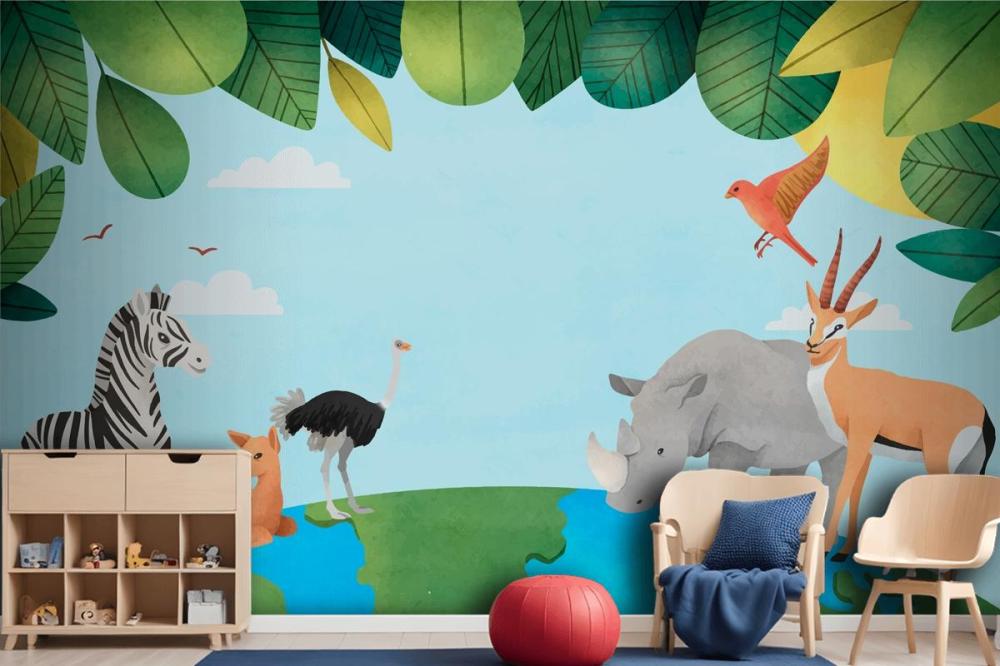 Watercolor World Animal Day Background Wallpaper Mural