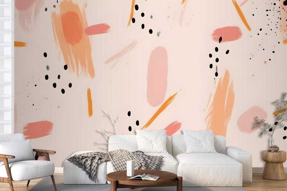 Abstract Background With Various Brush Strokes In Shades Of Wallpaper Mural