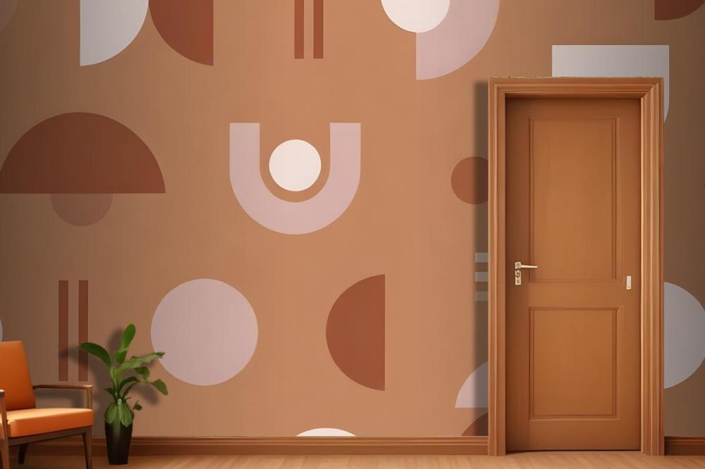 Abstract Geometric Shapes And Patterns In Shades Of Brown Wallpaper Mural