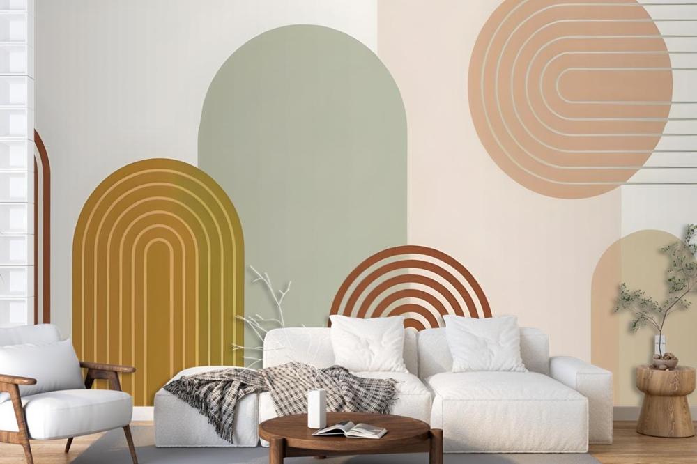 Abstract Geometric Shapes In Earthy Tones Wallpaper Mural