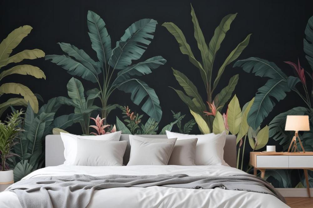 Blue & Green Dark Tropical Wall Mural