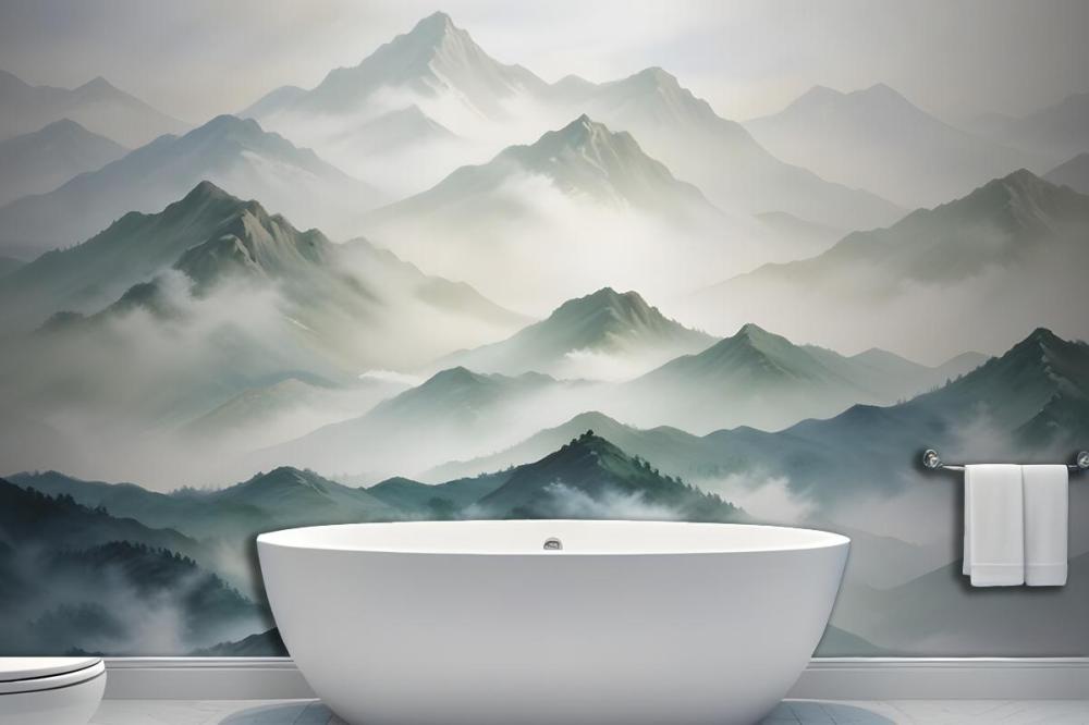 Blue & Green Mountainscape Wallpaper Mural
