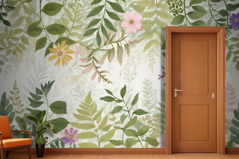 Bright Floral Garden Landscape Wallpaper Mural